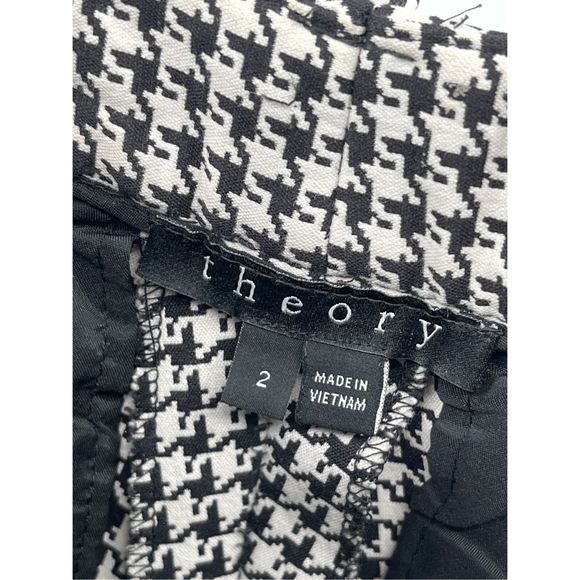 Theory Pants Treeca Winhall Women Size 2 Houndstooth Black White Ankle - Picture 6 of 15